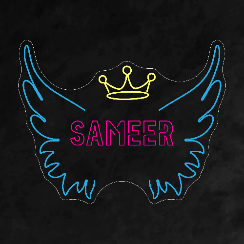 Custom Neon Name With Wings Sign