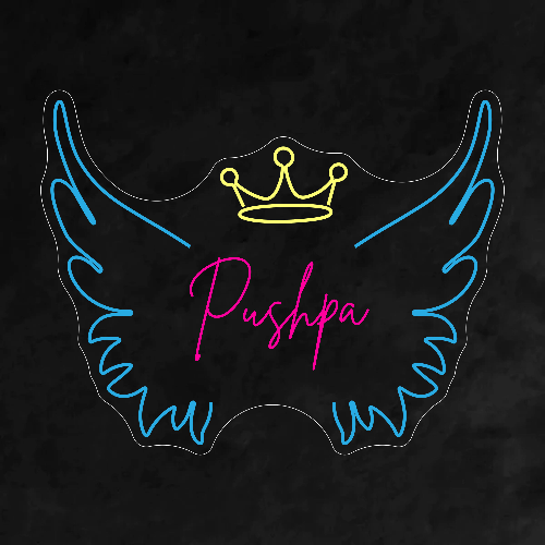 Custom Neon Name With Wings Sign