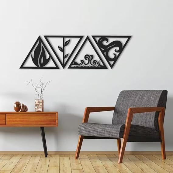 4 Elements Wall Art Decor - Air, Earth, Water & Fire : Style - 1