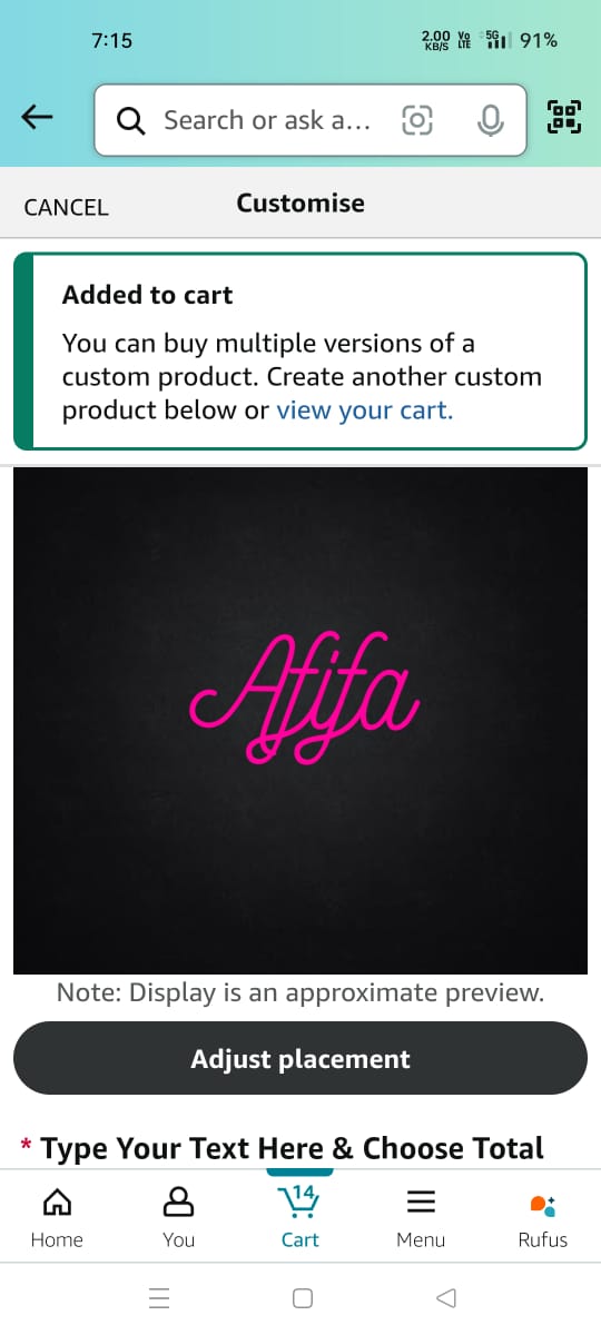 Afifa Custom Neon Sign