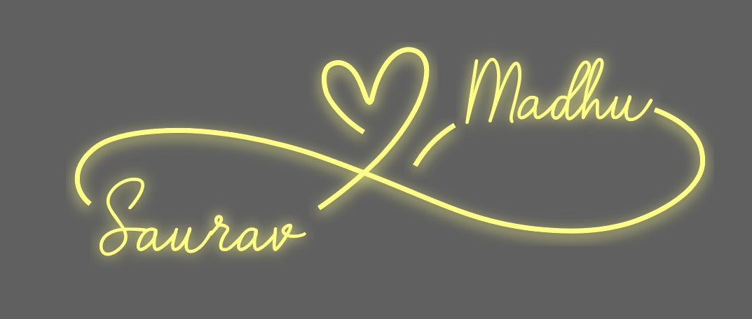 Saurav Madhu Couple name Neon sign