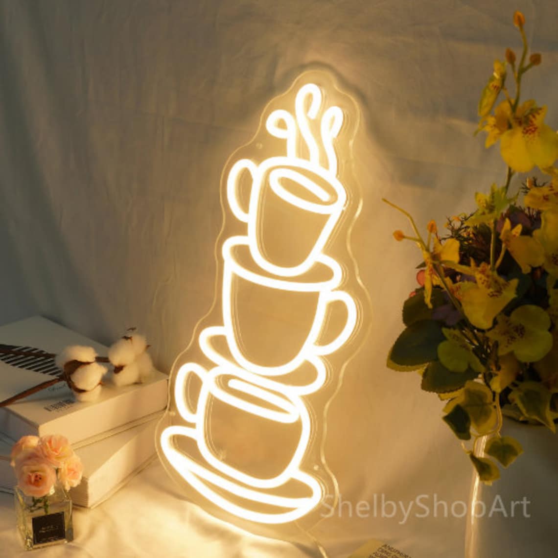 3 Coffee Cups Neon Sign