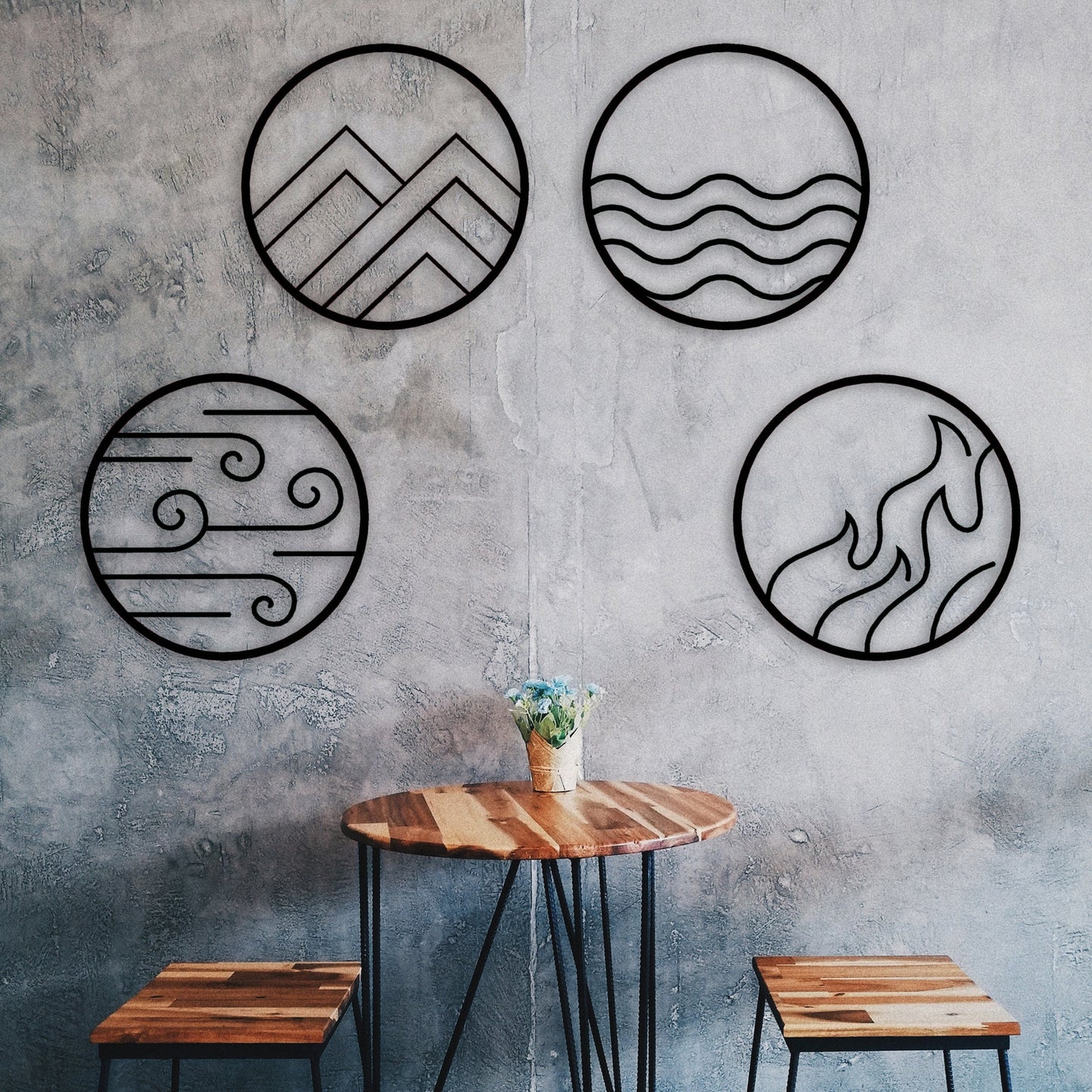4 Elements Wall Art Decor - Earth, Fire, Water & Air : Style - 7