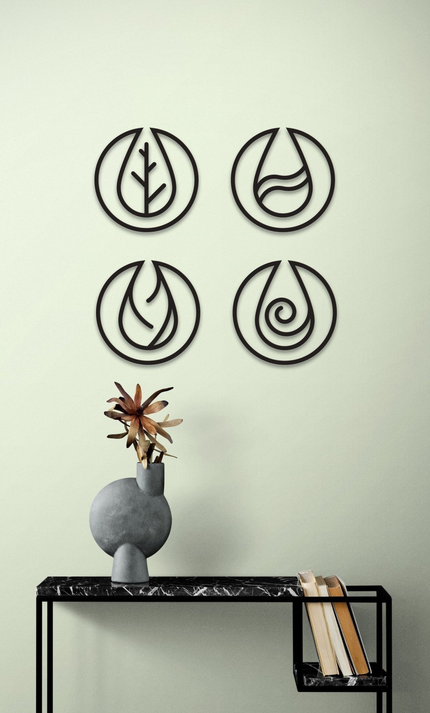 4 Elements Wall Art Decor - Earth, Fire, Water & Air : Style - 6