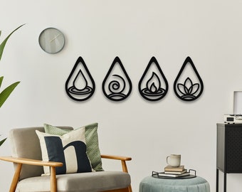 4 Elements Wall Art Decor - Earth, Fire, Water & Air : Style - 8