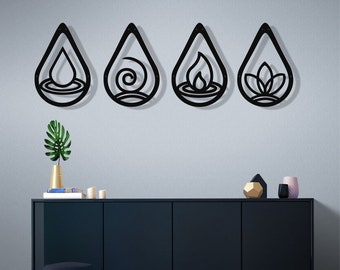 4 Elements Wall Art Decor - Earth, Fire, Water & Air : Style - 8