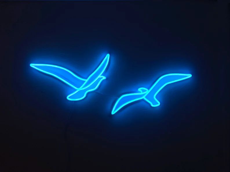 Neon Lovebirds: LED Couple Flying Bird Art Light Sign