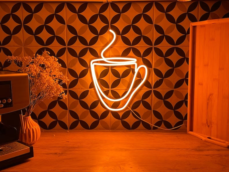 Coffee Cup Art Neon Sign