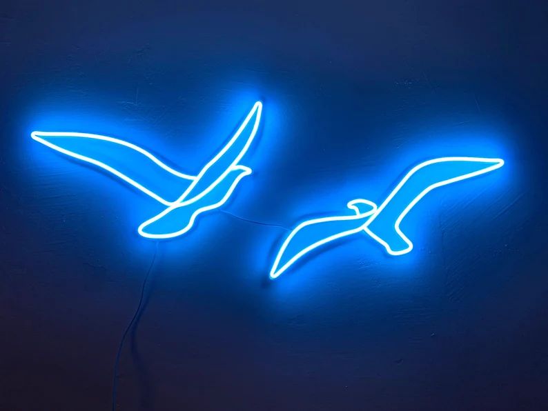 Neon Lovebirds: LED Couple Flying Bird Art Light Sign