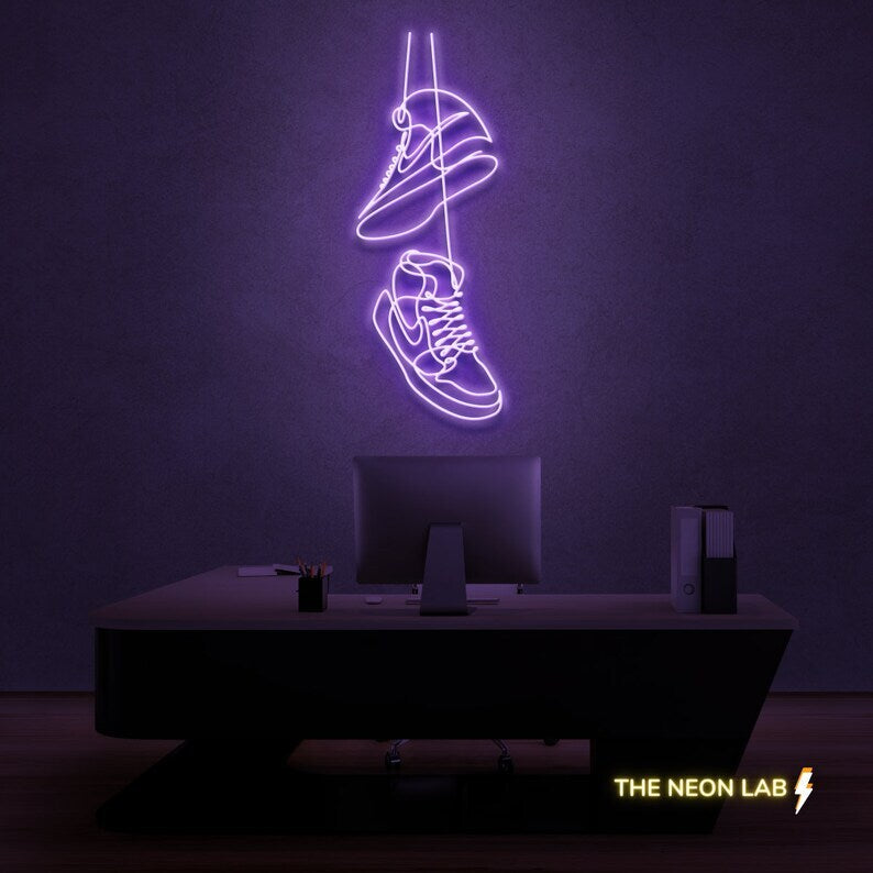 Nike Sneakers Pair Hanging Neon Sign