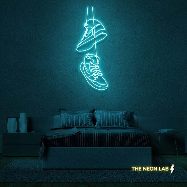 Nike Sneakers Pair Hanging Neon Sign