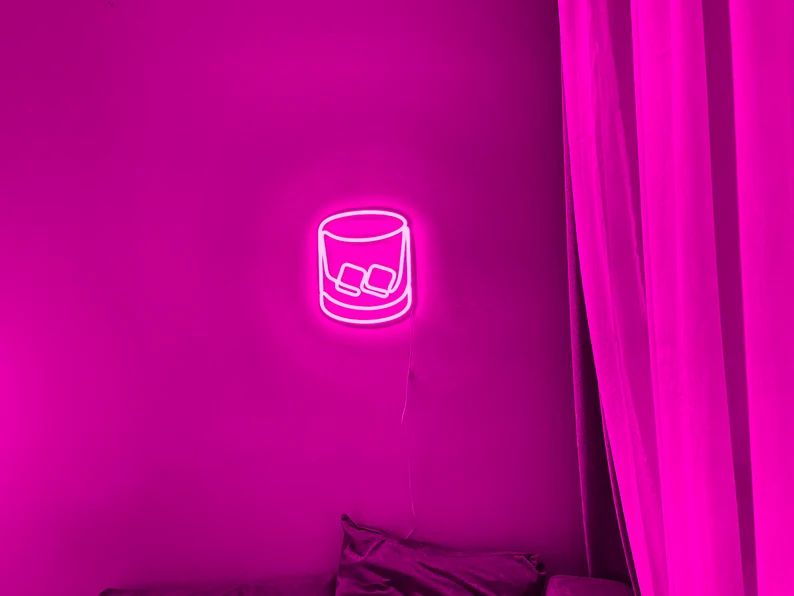 Whisky Glass Bar Lover Art, Whisky Bar Neon Sign