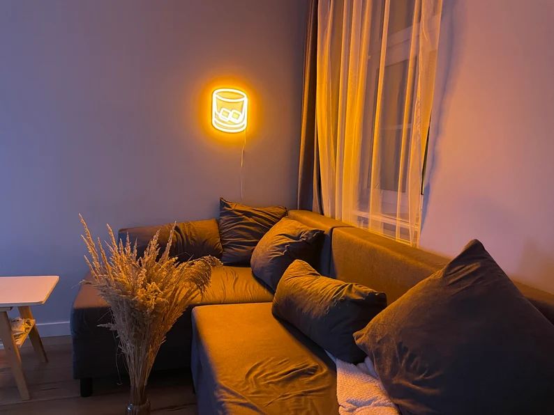 Whisky Glass Bar Lover Art, Whisky Bar Neon Sign