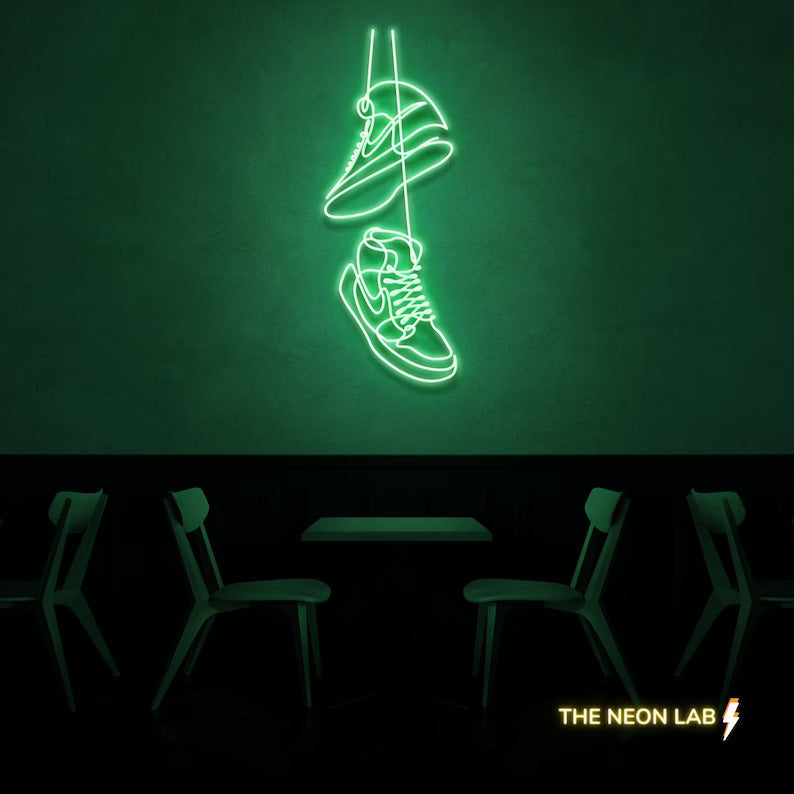 Nike Sneakers Pair Hanging Neon Sign