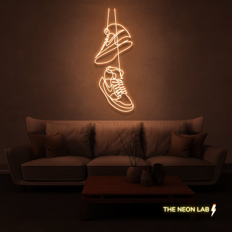 Nike Sneakers Pair Hanging Neon Sign