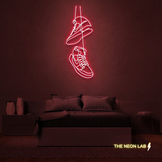 Nike Sneakers Pair Hanging Neon Sign