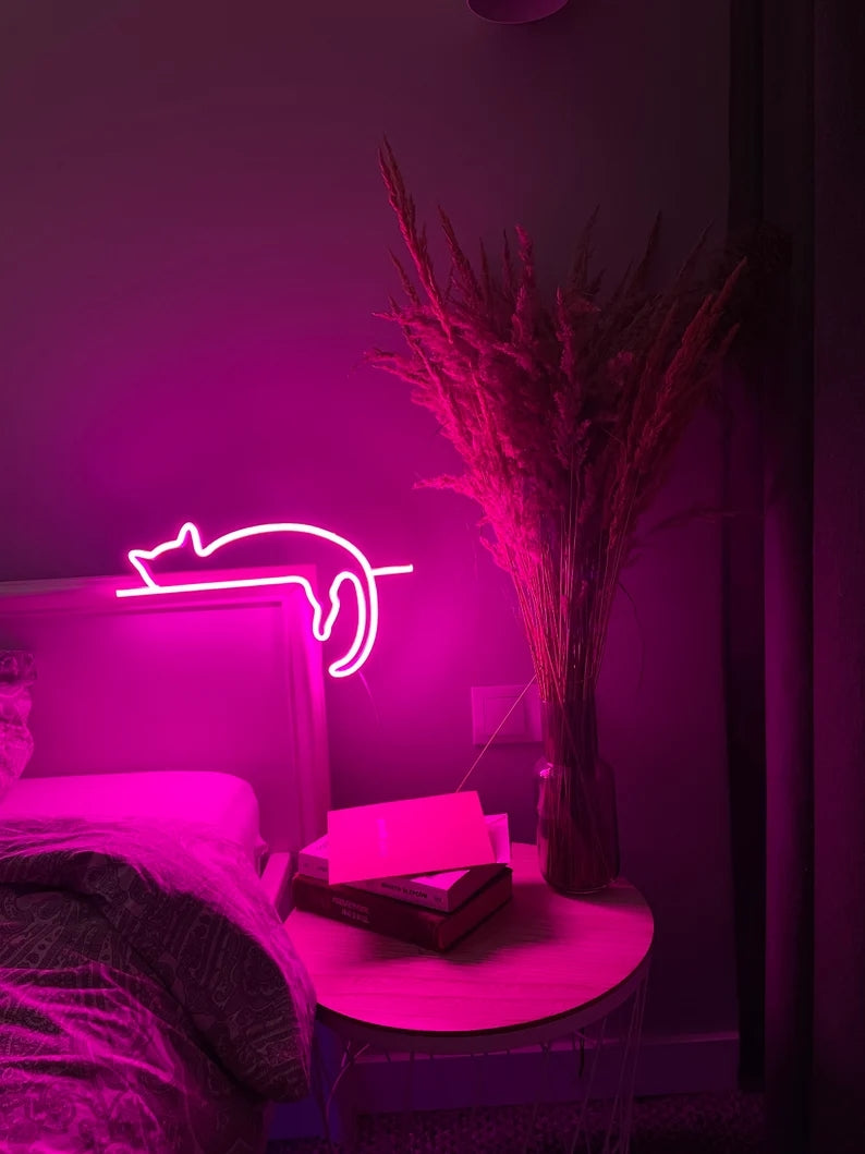 Cute Cat Art Neon Sign