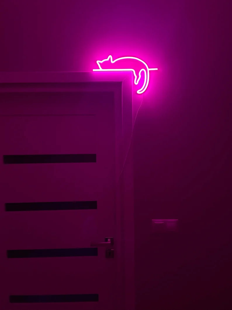 Cute Cat Art Neon Sign