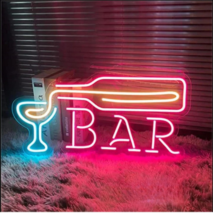 Wine Serve In Glass Bar Neon Sign