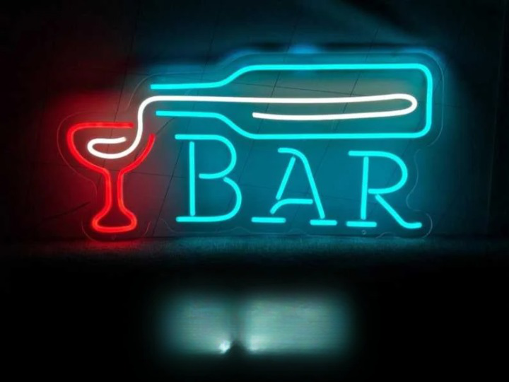 Wine Serve In Glass Bar Neon Sign