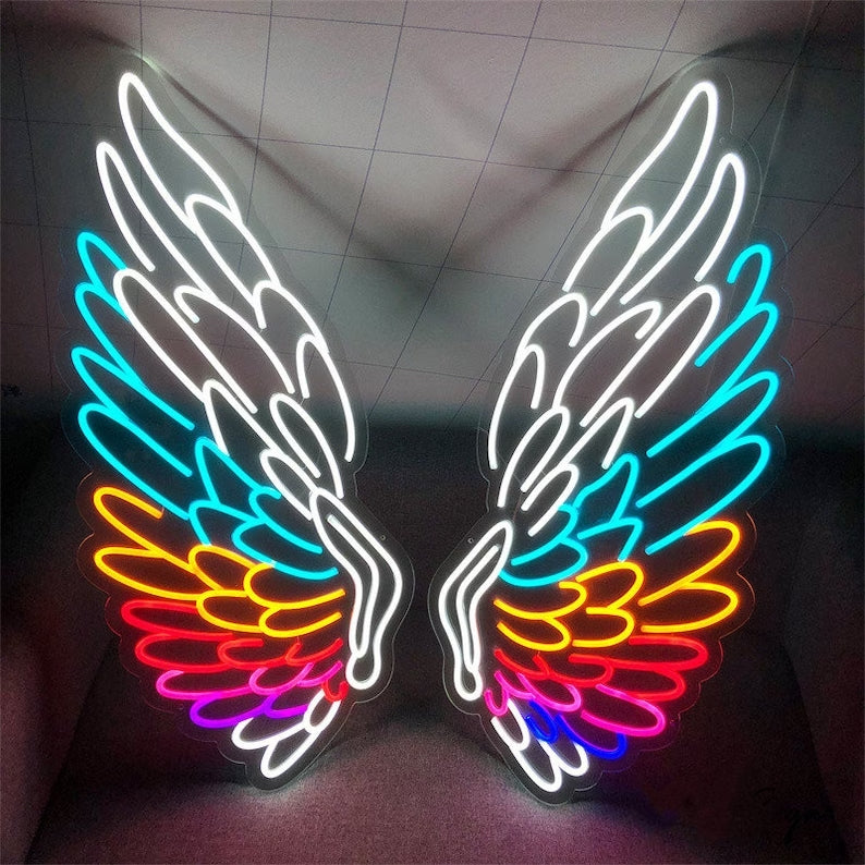 Colorful Angel Wings Neon Sign For Selfie Points