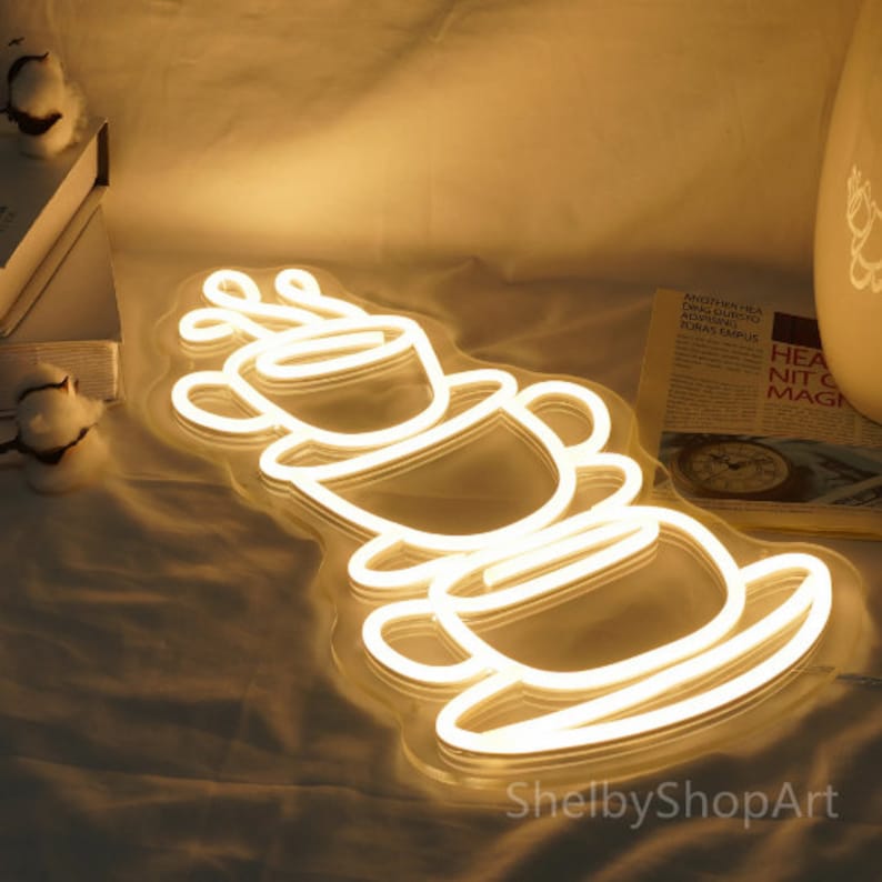 3 Coffee Cups Neon Sign