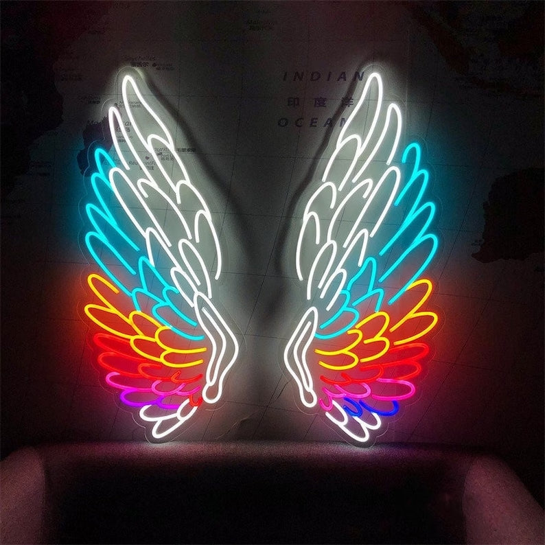 Colorful Angel Wings Neon Sign For Selfie Points