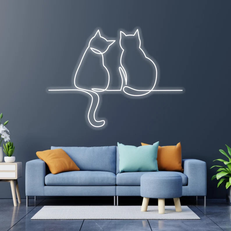 Cute Couple Cats Neon Sign