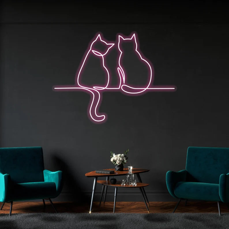 Cute Couple Cats Neon Sign
