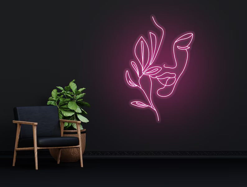 Abstract Woman Beauty Face Neon Sign