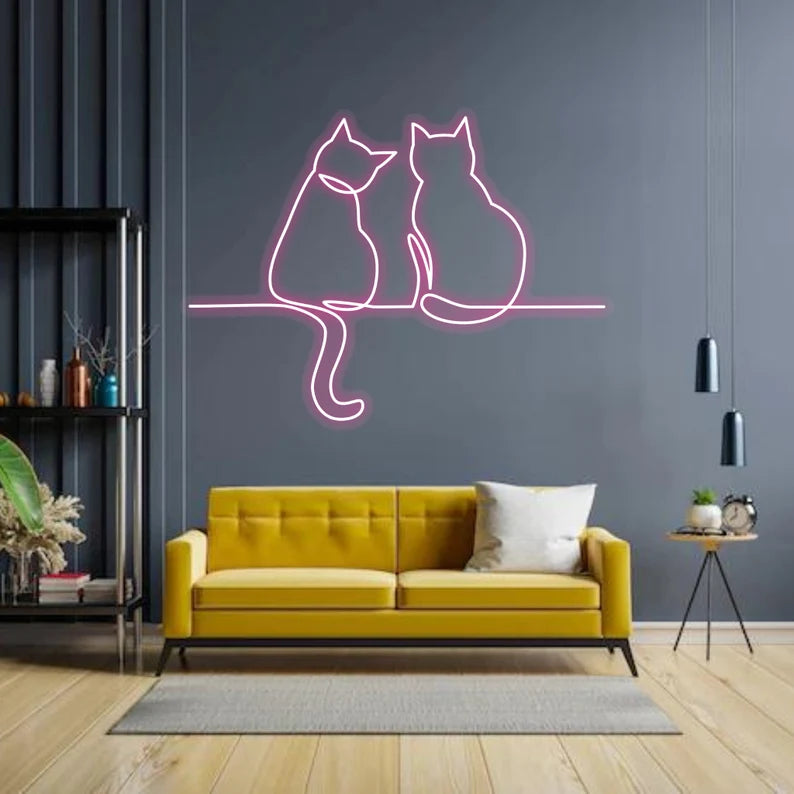 Cute Couple Cats Neon Sign