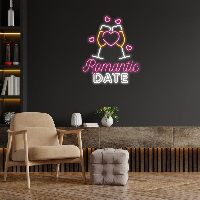 Romantic Date Valentine Day Neon Sign
