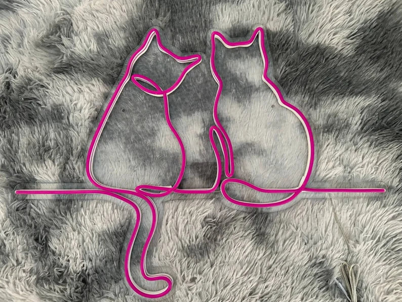 Cute Couple Cats Neon Sign