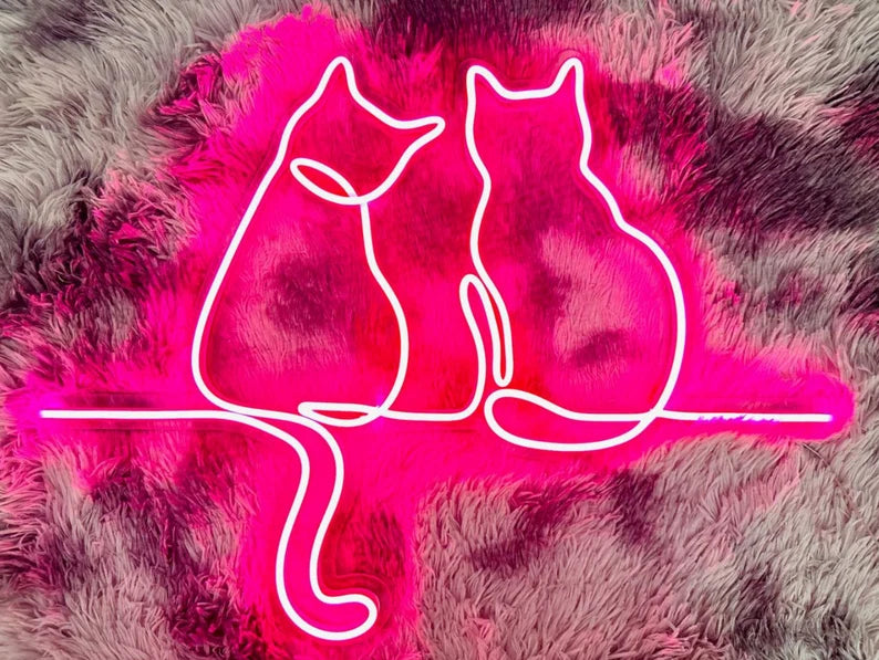 Cute Couple Cats Neon Sign