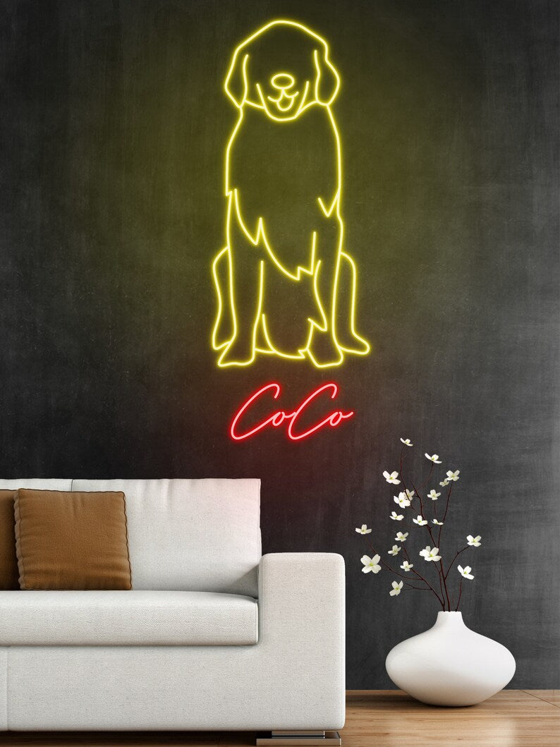 Dog With Custom Name Neon Sign