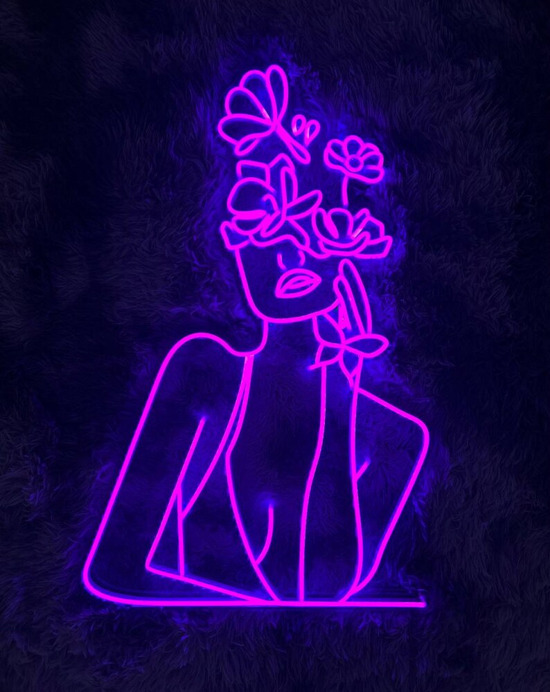 Flowers Art Beautiful Woman Led Sign