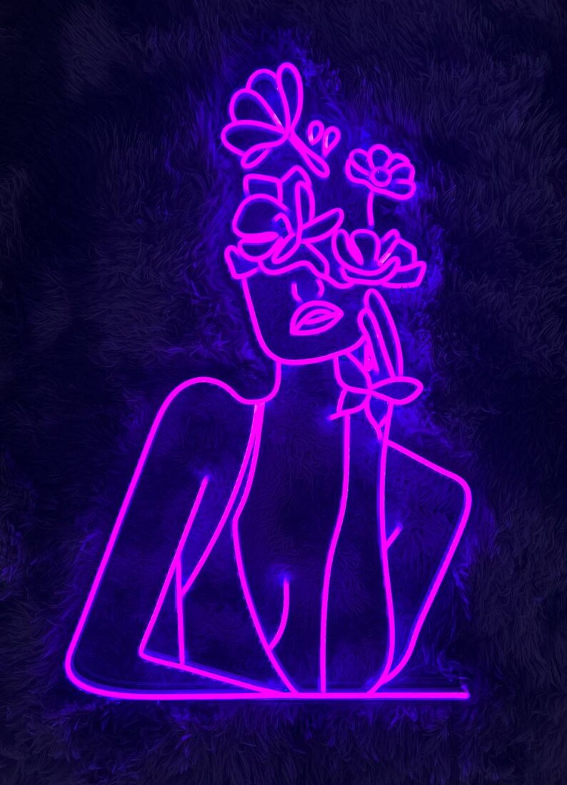Flowers Art Beautiful Woman Led Sign