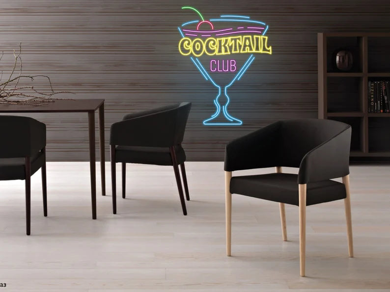 Cocktails Club Glass Led Sign Neon Sign