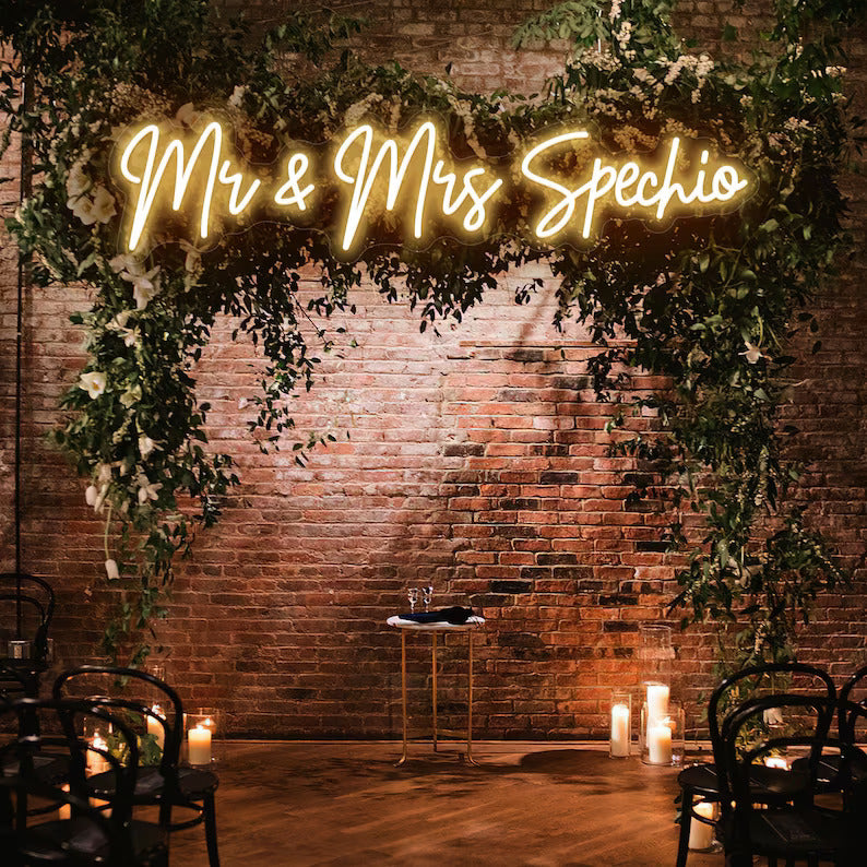 Mr & Mrs Couple Last Name Neon Sign
