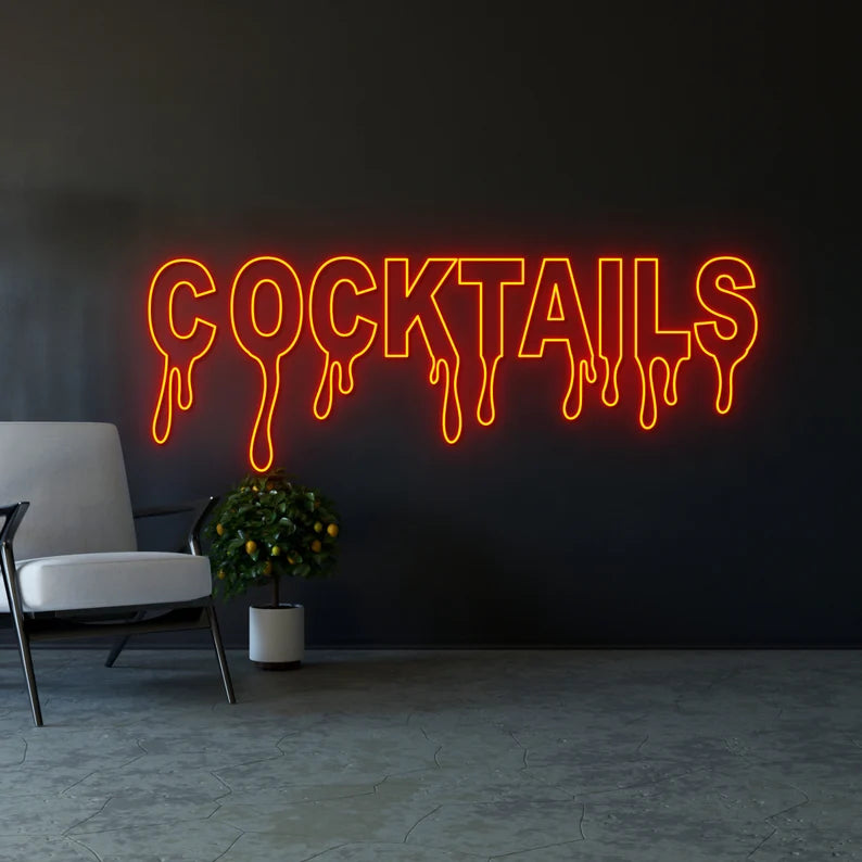 Dripping Cocktails Neon Sign