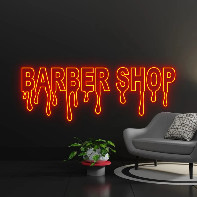 Dripping Barber Shop Neon Sign