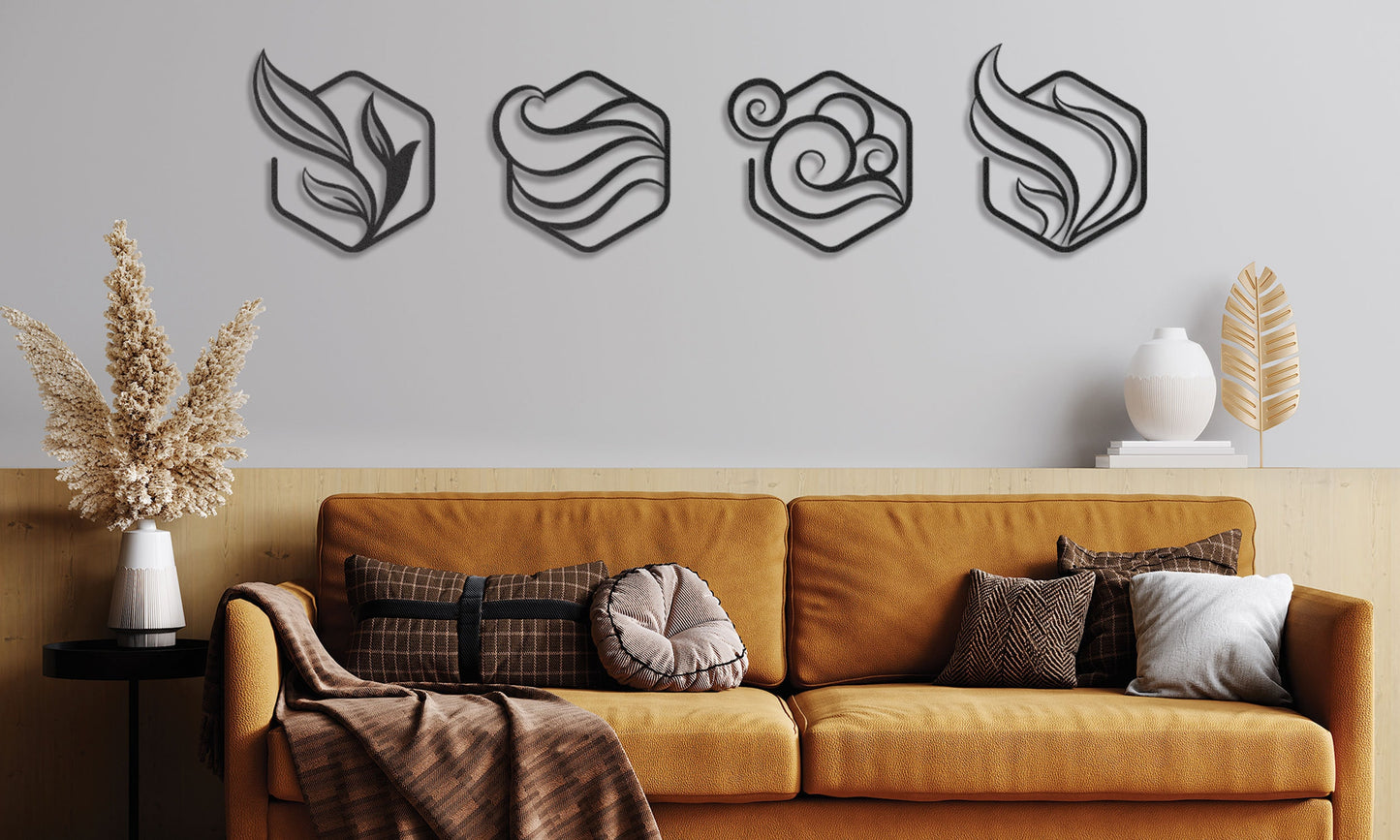 4 Elements Wall Art Decor - Earth, Fire, Water & Air : Style - 2