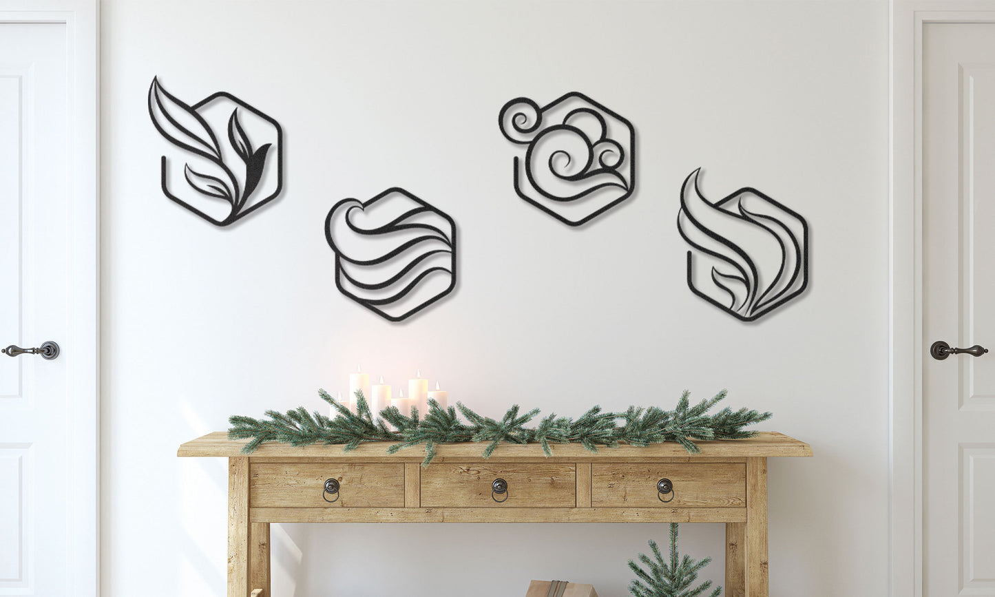 4 Elements Wall Art Decor - Earth, Fire, Water & Air : Style - 2