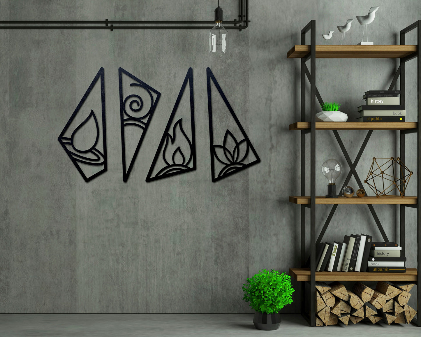 4 Elements Wall Art Decor - Earth, Fire, Water & Air : Style - 11