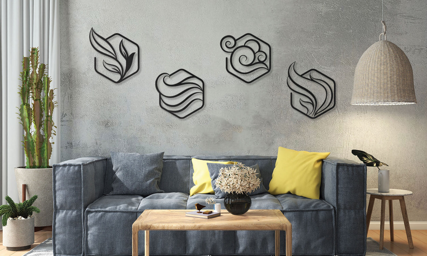 4 Elements Wall Art Decor - Earth, Fire, Water & Air : Style - 2