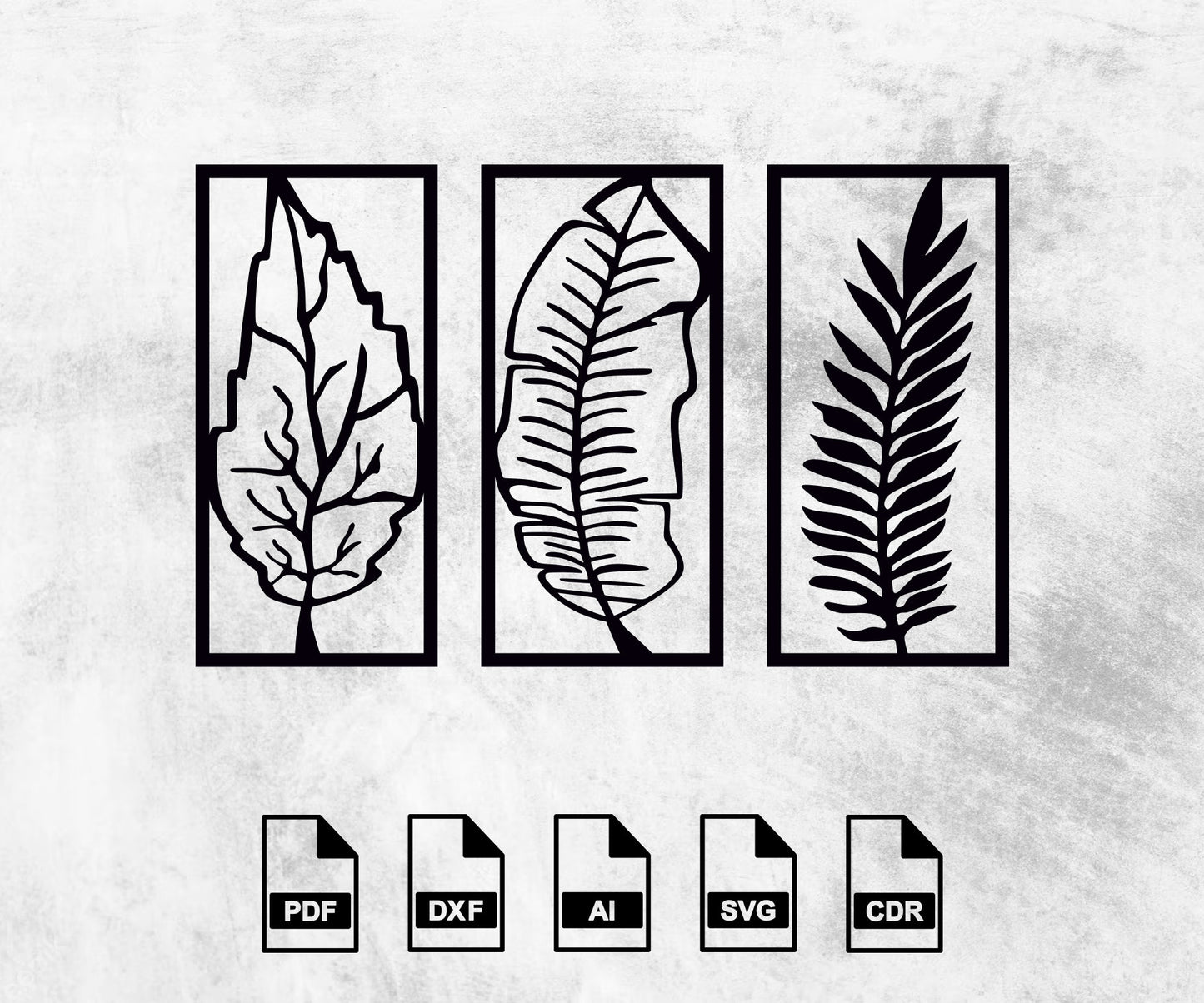 3 Piece Laser Cut Leaf Wall Panel Art Frame : Style - 2