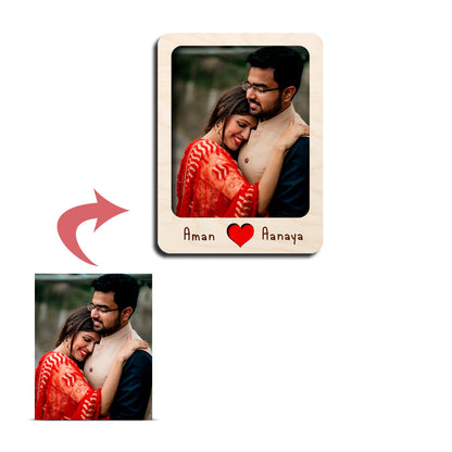 Personalized Couple Photo Wooden Fridge Magnet