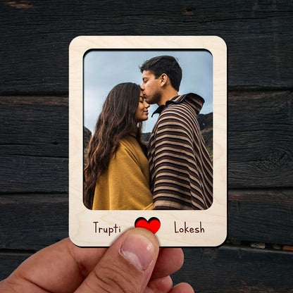 Personalized Couple Photo Wooden Fridge Magnet