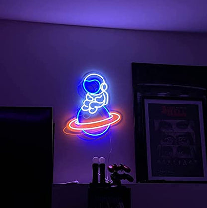 Astronaut on a Planet Neon Sign