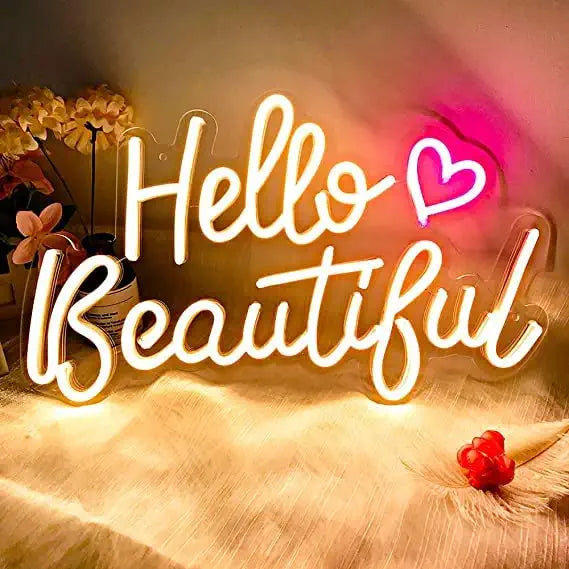 Hello Beautiful Neon Sign – Lets Custom Studio - Custom Neon Signs